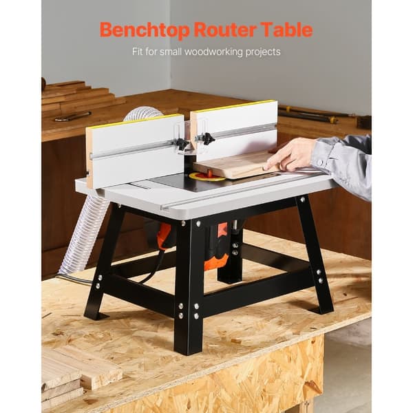 Bordfræserbord 24x15,7 tommer, med hegn, MDF-top, støvopsamlingsport, robust konstruktion