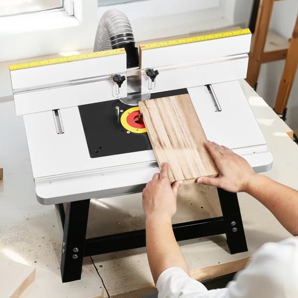 Bordfræserbord 24x15,7 tommer, med hegn, MDF-top, støvopsamlingsport, robust konstruktion