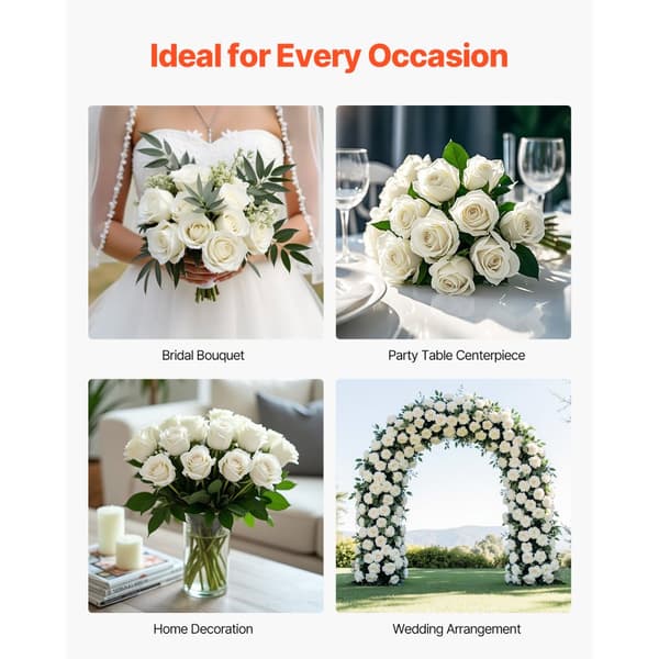 60 stk. hvide roser, Kunstige Blomster, Realistisk buket til Juledekoration