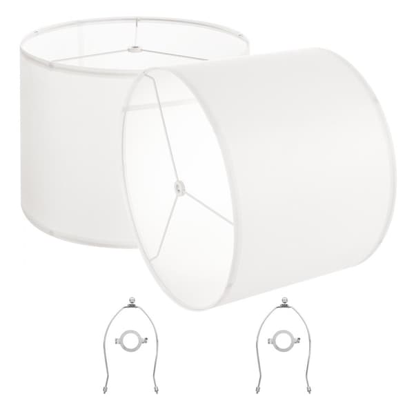 Trommelampeskærme Sæt, 2 stk., 16x16x12 tommer, Lampeskærm med Harpe, Off-White Farve