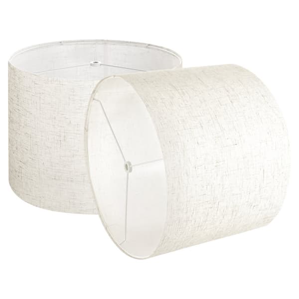 Rumpu-lampunvarjostin, 2 sarjaa, 13x13x10 tuumaa, Keskikokoinen pyöreä varjostin, vaalea pellava