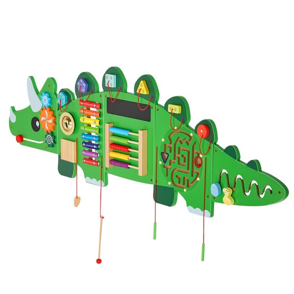 Dinosaur Aktivitetsvæg, Travltavle Paneler, 11 Lærende Aktiviteter, Sansevægpanel