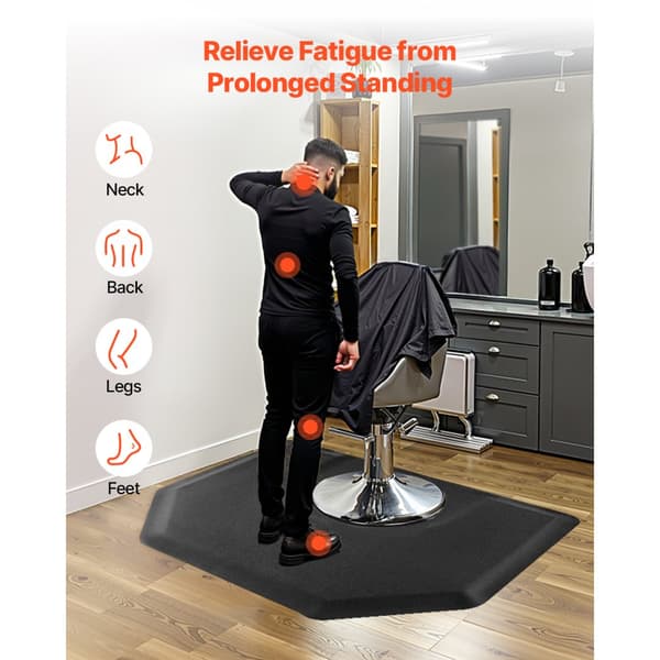 Frisør Salonmåtte, Sekskantet 1225 x 1505 mm, 13mm tykkelse, Komfort og Holdbarhed