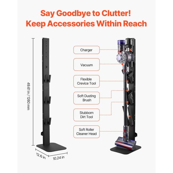 Dyson Multi-Models Pölynimurin Teline, Vakaa Säilytysteline, Musta