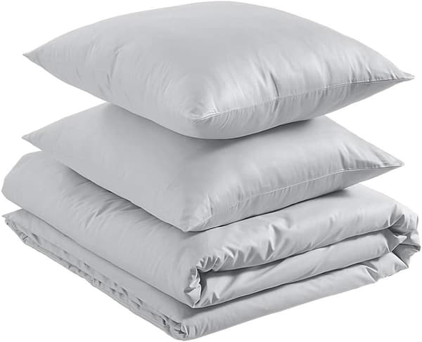 Grått bomullsbäddset 155x220, 2x kuddar 80x80, örngott