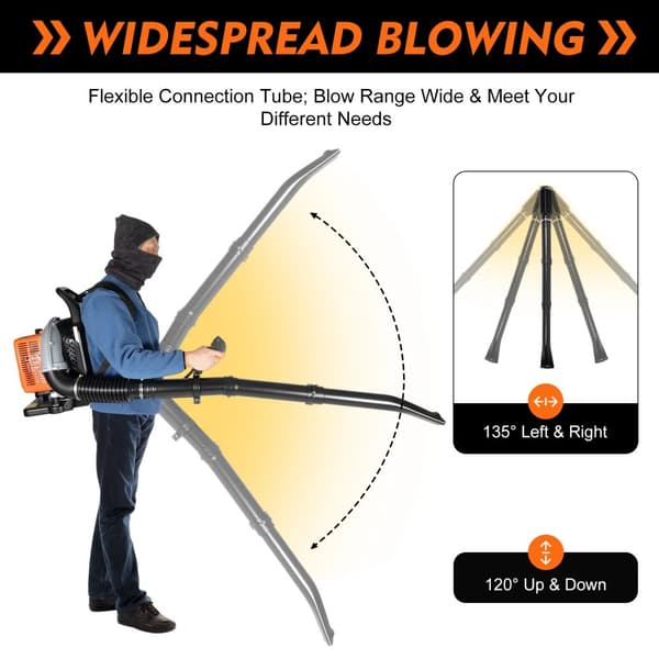 Ryggburen lövblås, 65 cc bensin 2‑takt, luftkyld, 2,7 kW, 6800 varv/min, för kommersiellt bruk