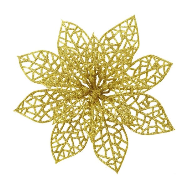 INF Julblommor för juldekoration plast Guld 10-pack