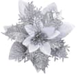 Miniatyrbilde 5 av 5: INF Kunstige juleblomster sølv 5-pack julepynt