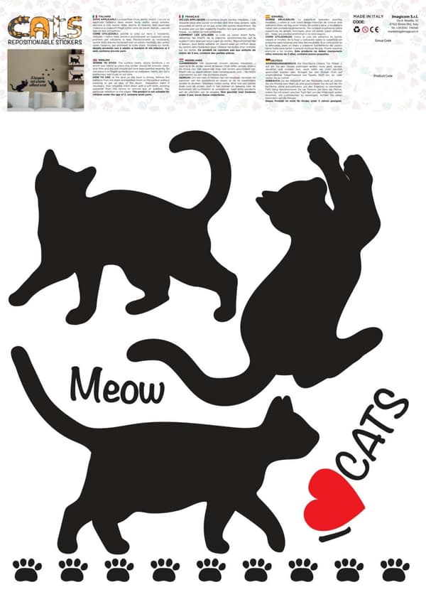 Katter / Cats /  Wallsticker / vægdekor