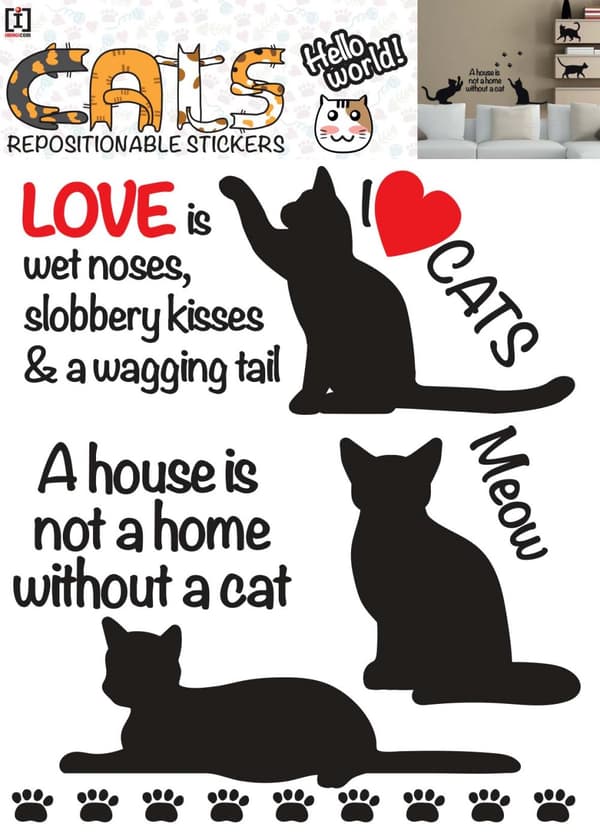 Katter / Cats /  Wallsticker / vægdekor
