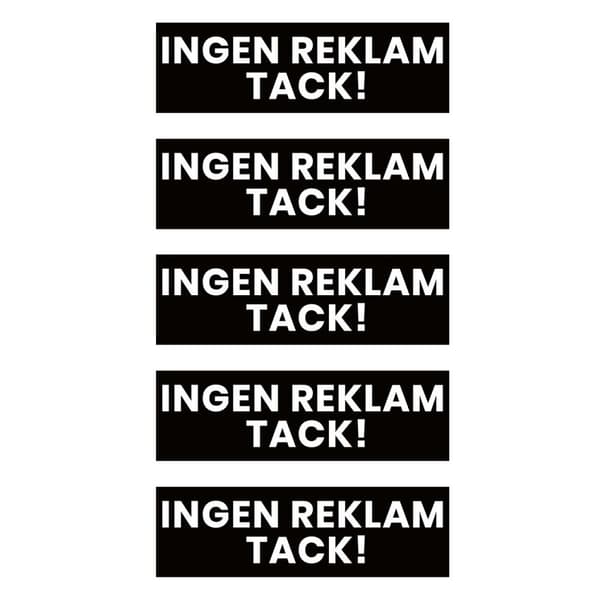 5-pakke ingen reklame takkeret klistermærke mærkat sort 3,5x10,5 cm