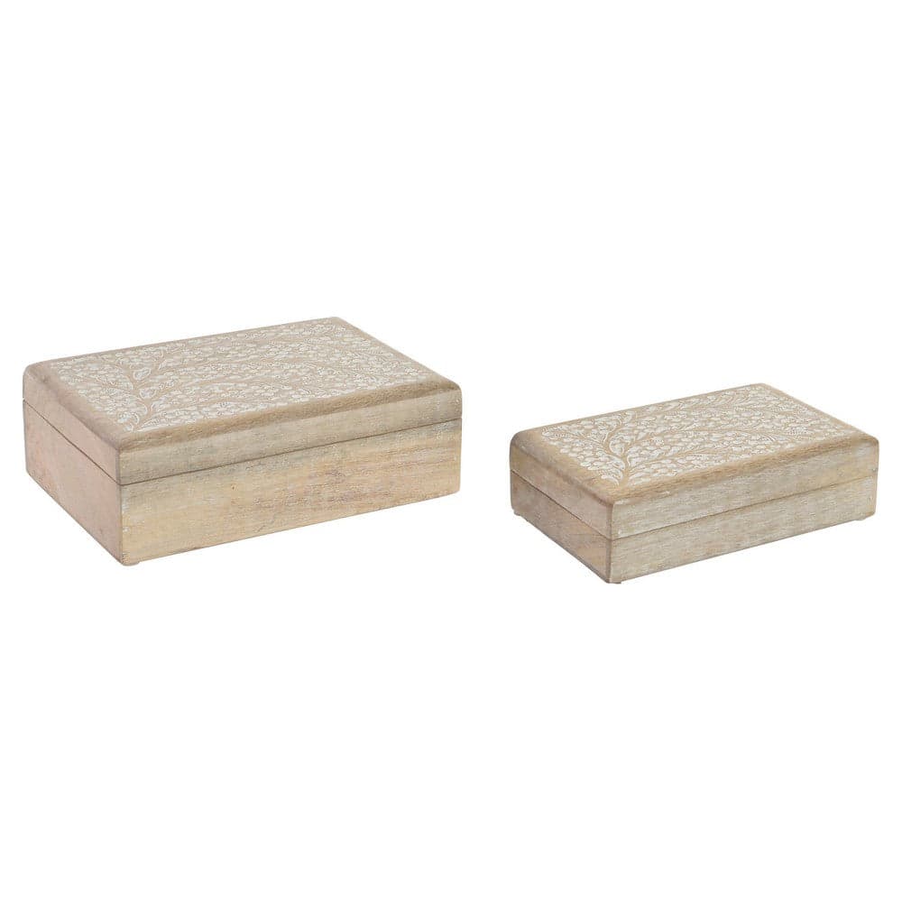 Uppsättning med Dekorativa Lådor DKD Home Decor Mangoträ Indier (21.5 x 13.5 x 6 cm) (25 x 17 x 9 cm) (2 pcs)