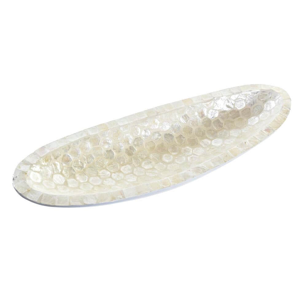 Bordsdekoration DKD Home Decor Mosaik Beige Vit Pärlemor Harts (50 x 16 x 8 cm)