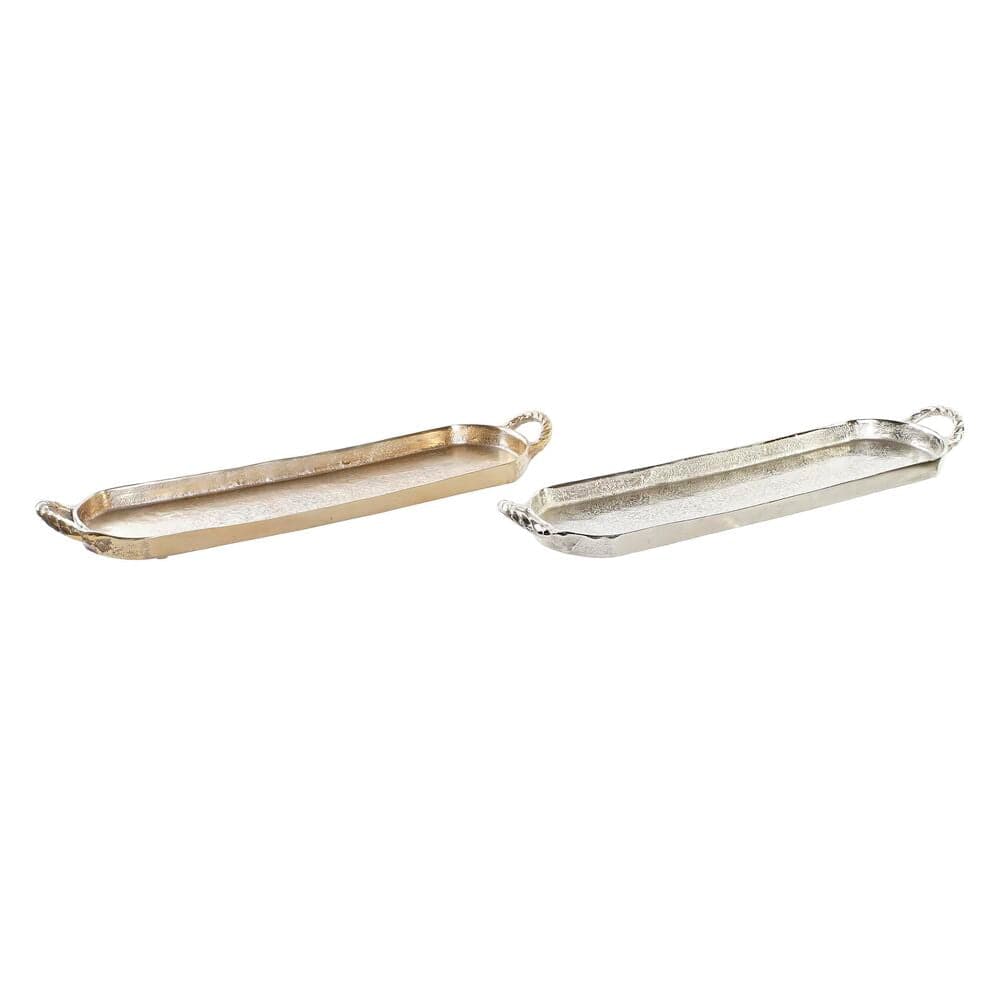 Bordsdekoration DKD Home Decor Champagne Silvrig Aluminium Modern (64 x 15 x 6 cm) (2 antal)