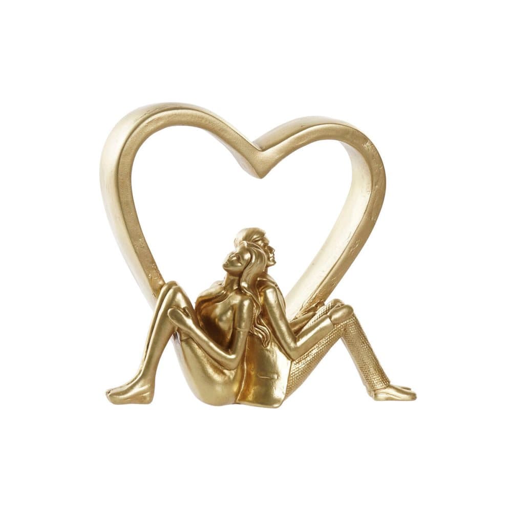 Prydnadsfigur DKD Home Decor Hjärta Gyllene Harts (17,5 x 7 x 16,5 cm)