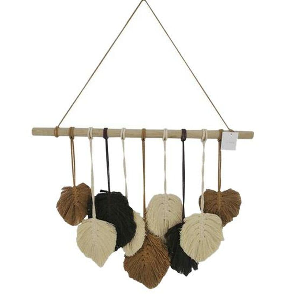 Väggdekoration DKD Home Decor Bomull Boho Löv av en växt (62 x 2,5 x 87 cm)