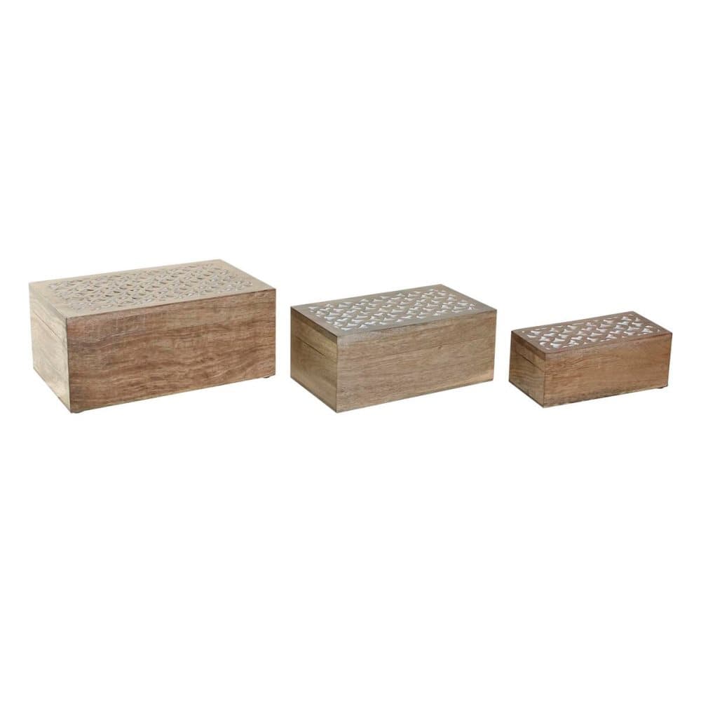 Uppsättning med Dekorativa Lådor DKD Home Decor Brun Mangoträ (30 x 20 x 13,5 cm)