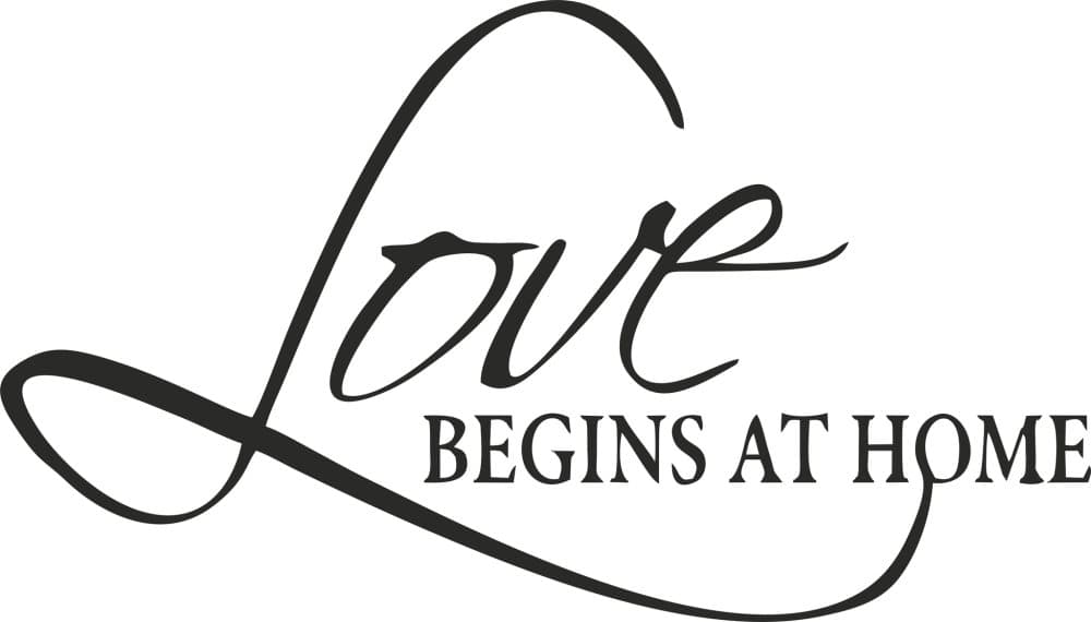 Väggord Love Begins at Home 55x32cm Svart