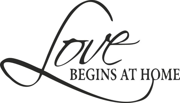 Väggord Love Begins at Home 55x32cm Svart