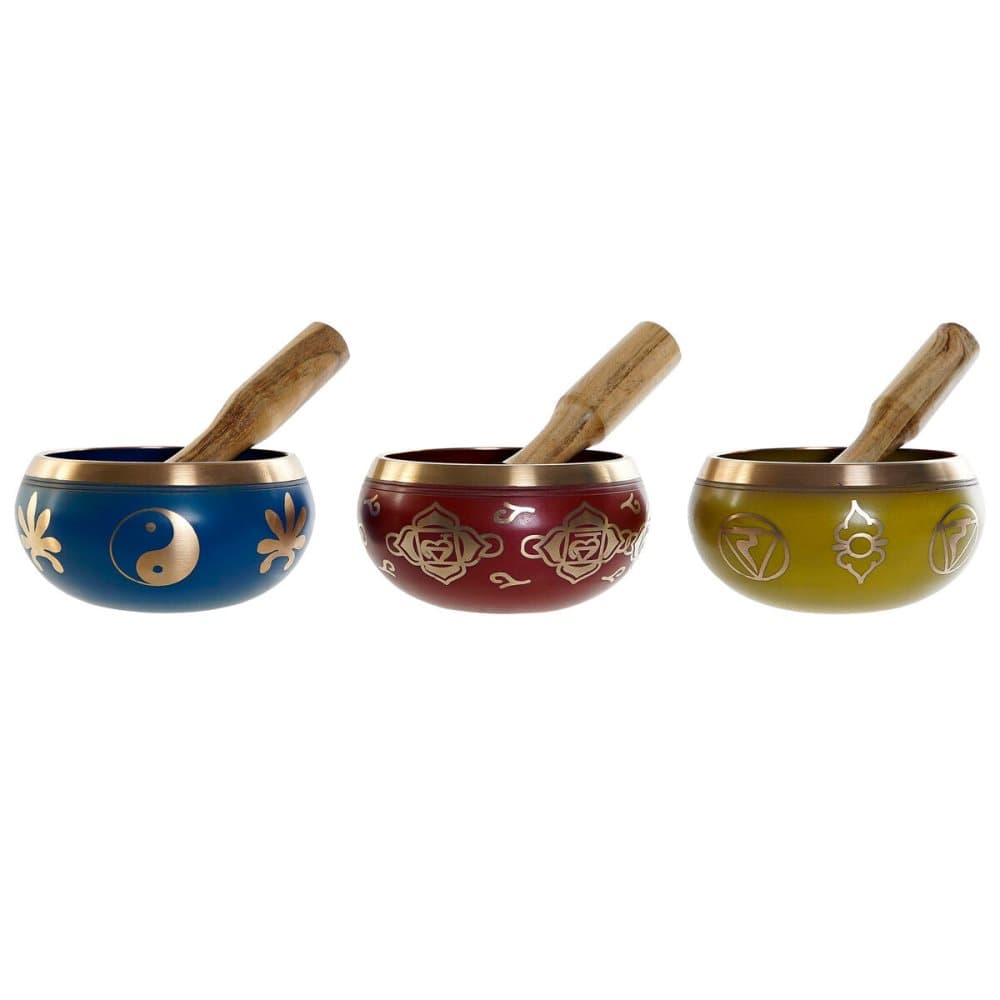Prydnadsfigur DKD Home Decor Tibetansk Skålar Järn (13 x 13 x 7,5 cm) (3 antal)