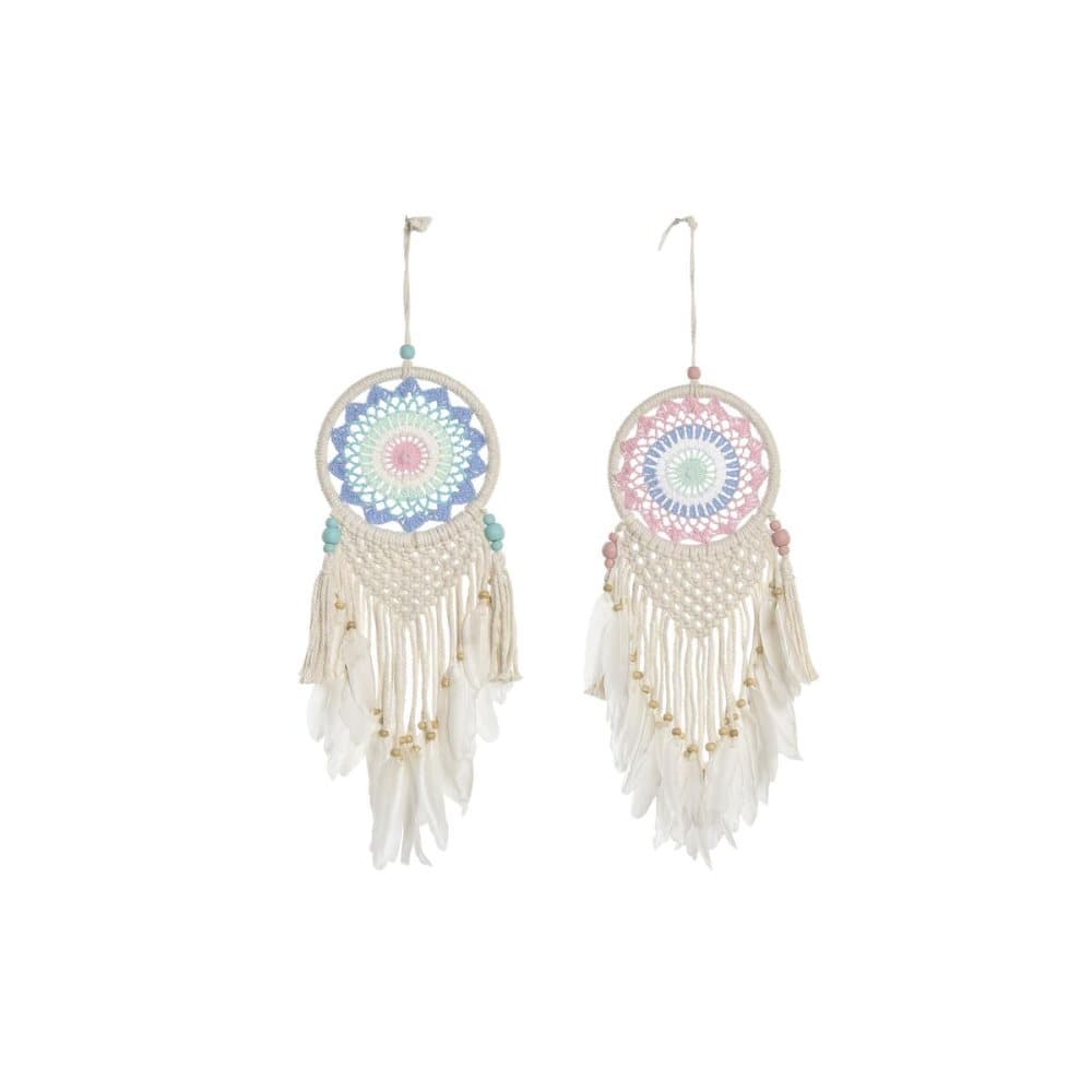 Hängdekoration DKD Home Decor Bomull Fjäder Boho (16 x 1 x 58 cm) (2 antal)