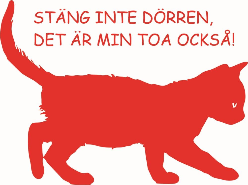 Väggord Katt Stäng inte dörren 26x20cm Röd