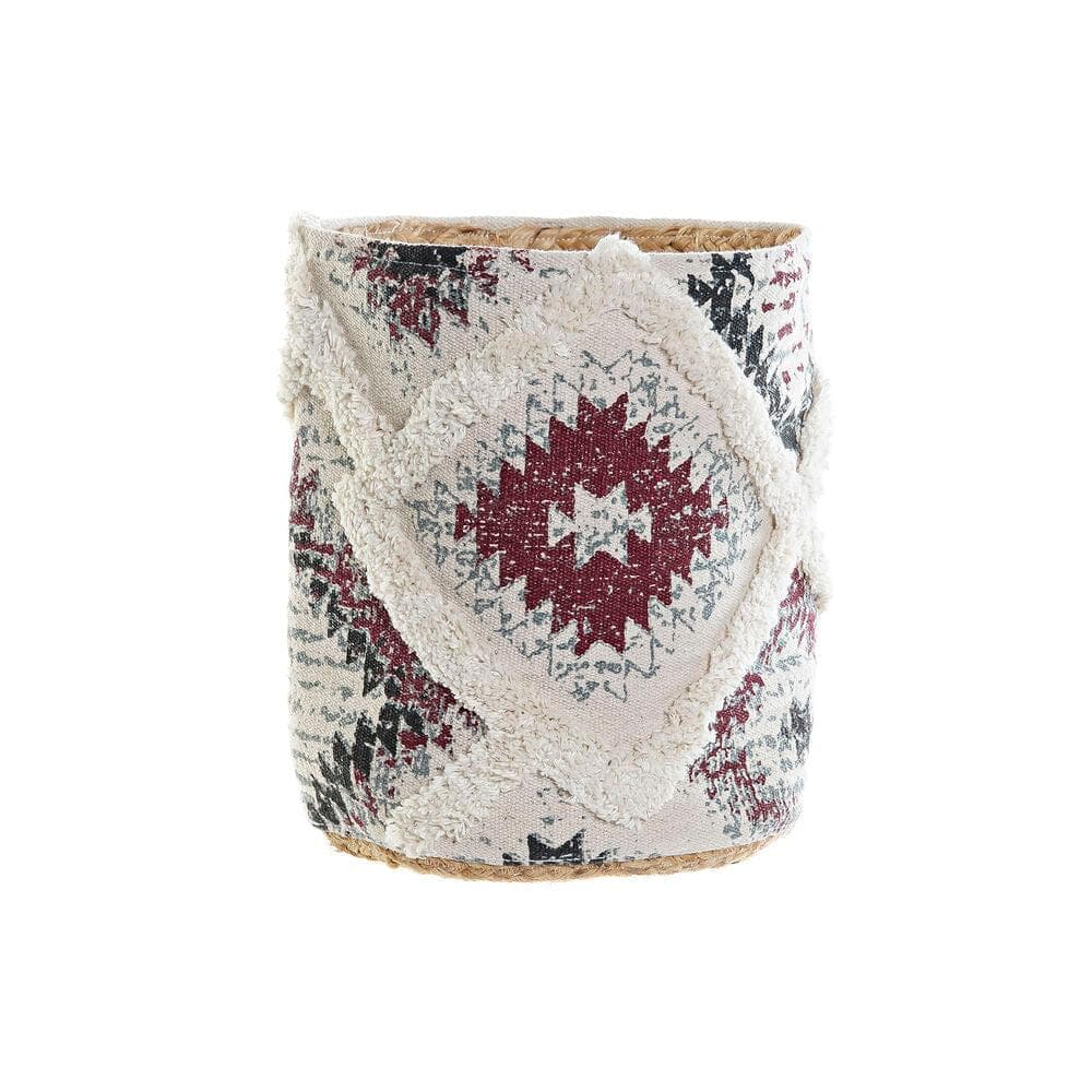 Basket DKD Home Decor Jute Cotton Boho Fringe (27 x 27 x 32 cm)