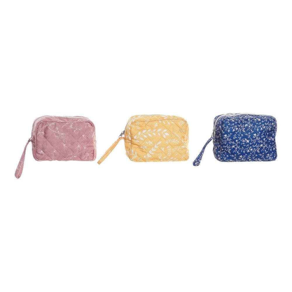Necessär DKD Home Decor Gul Rosa Bomull Marinblå Boho (3 pcs) (24 x 9 x 18 cm)