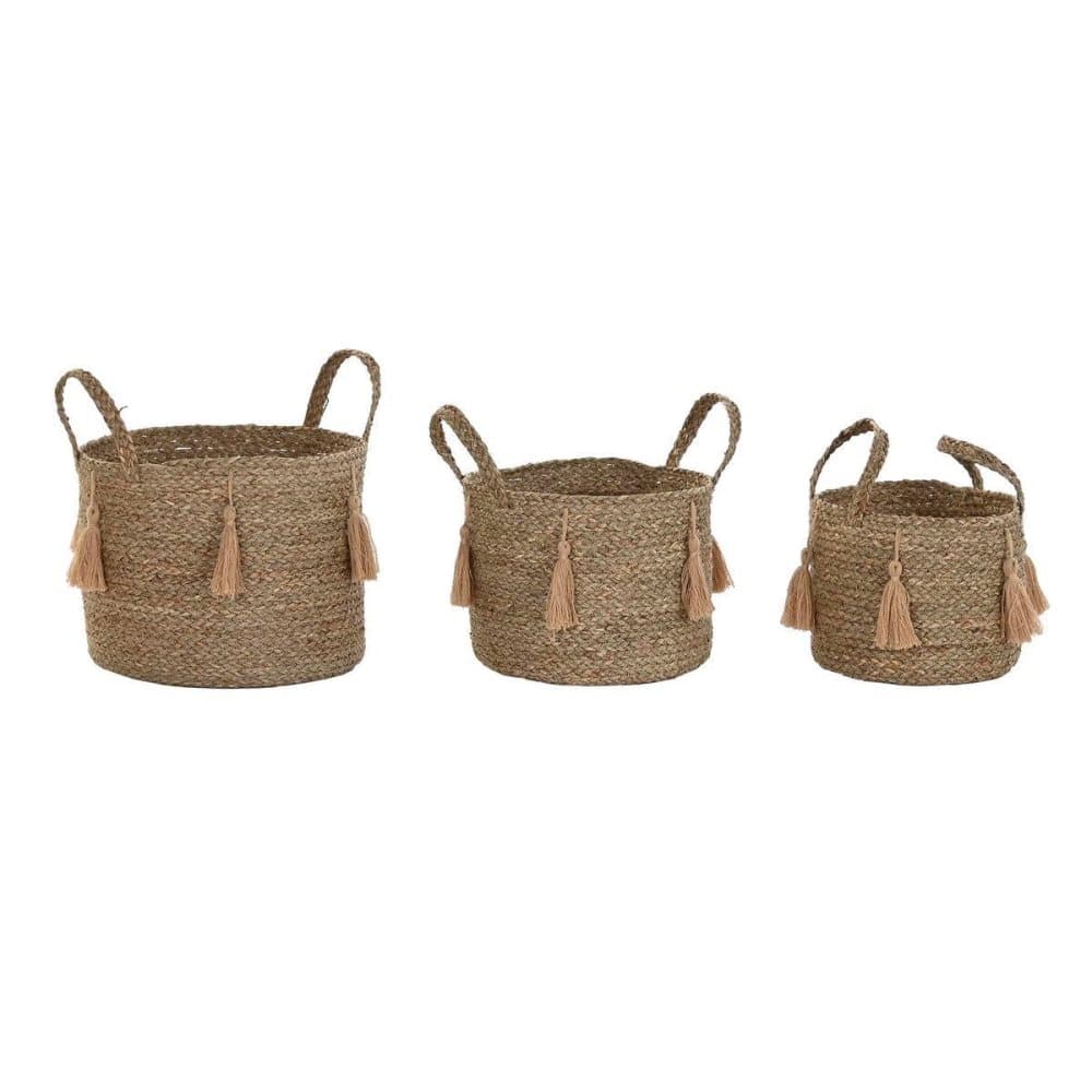 Korg - set DKD Home Decor Naturell Sjögräs Boho (30 x 30 x 24 cm)
