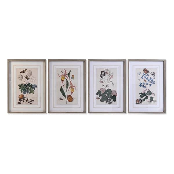 Maalaus DKD Home Decor Kuusi Kristalli 50 x 65 x 2,5 cm 50 x 2,5 x 65 cm 50 x 2,5 x 70 cm Gėlės (4 Kappaletta)