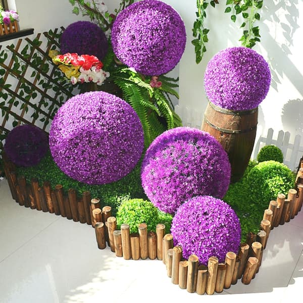 Artificial Grass Plant Ball Topiary Wedding Event Home Outdoor Decoration Hanging Ornament, Diameter: 14.7 inch