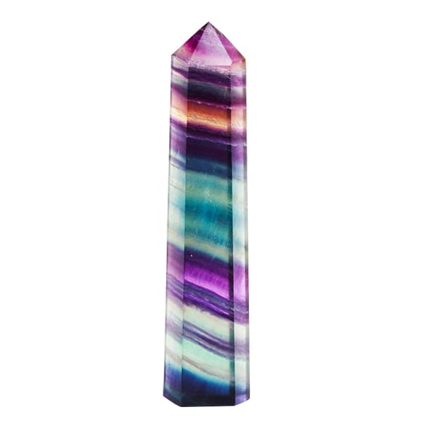 Natural Rough Stone Hexagonal Crystal Column Colorful Fluorite Column Ornaments, Size:6.5-7 cm