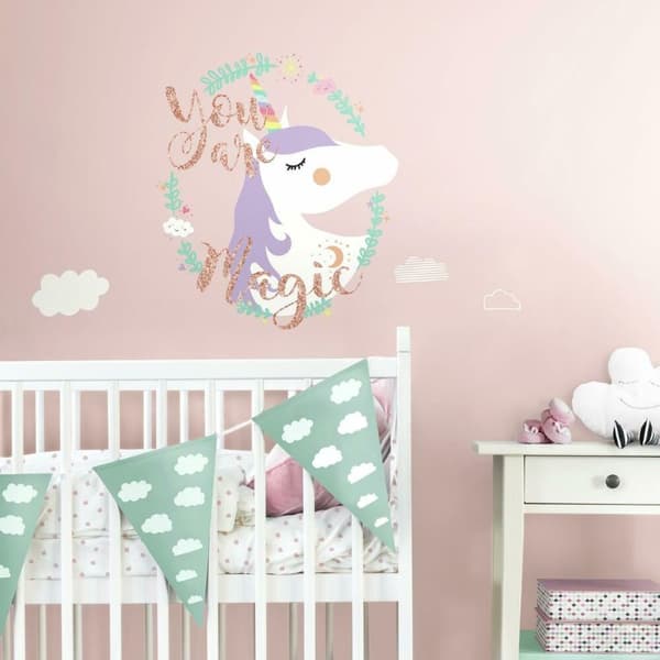 Unicorn ''You are Magic'' Gigant Wallsticker med glitter