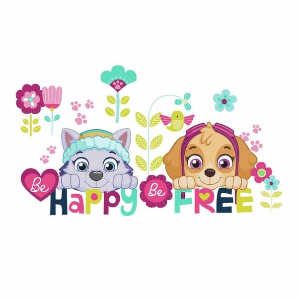 Paw Patrol Skye och Everest Be Happy Wallstickers