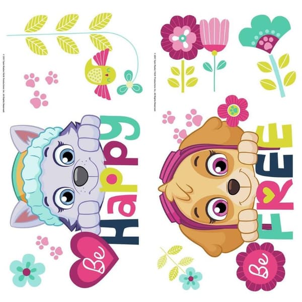 Paw Patrol Skye och Everest Be Happy Wallstickers