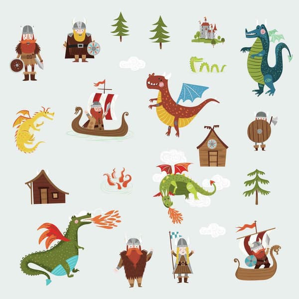 Drakar och vikingar wallstickers