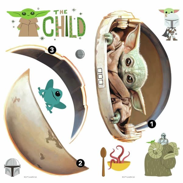 Star Wars Mandalorian - Painted Baby Yoda Wallstickers