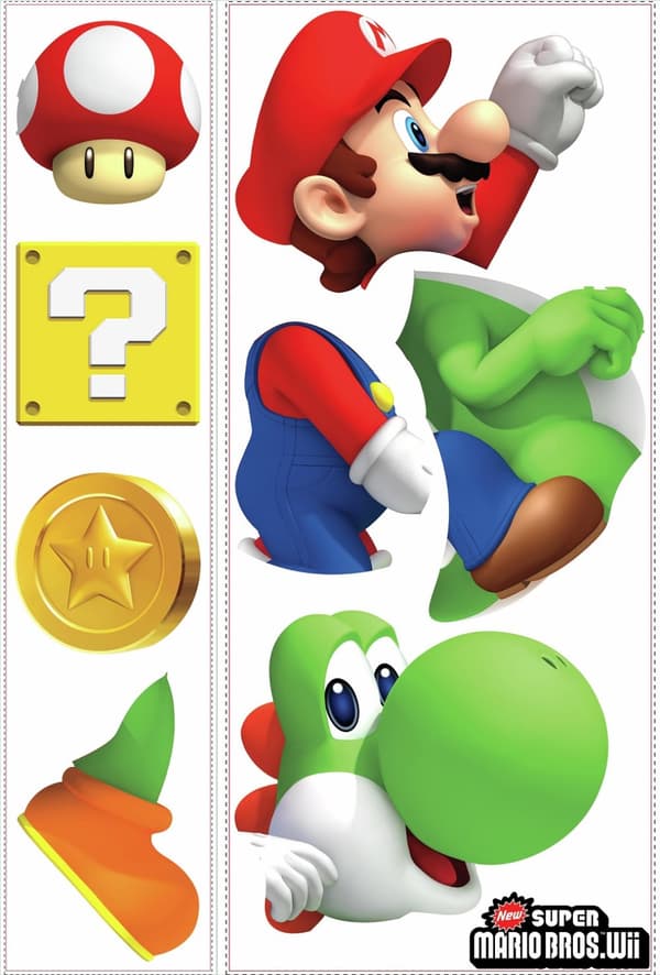 Nintendo Super Mario Bros med Yoshi och Mario Wallstickers