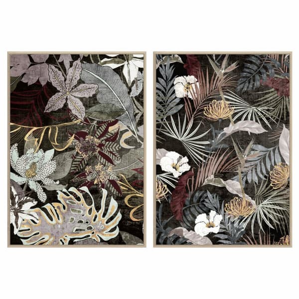 Maleri DKD Home Decor Tropisk Blad af en plante 83 x 4,5 x 122,5 cm 83 x 4,5 x 123 cm (2 enheder)
