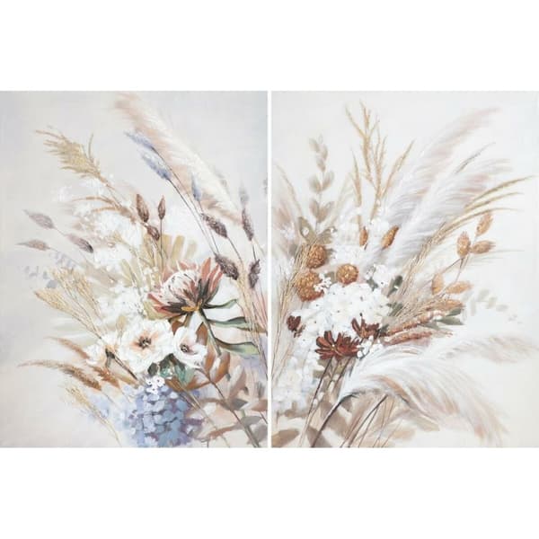 Tavla DKD Home Decor Virágok Cottage (90 x 3,7 x 120 cm) (2 antal)