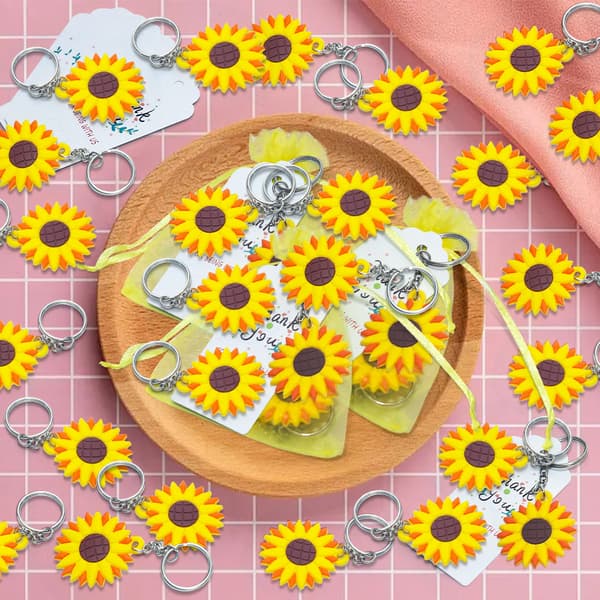 INF 24-Pack Sunflower Keyhain gaver til brudedusj favoriserer bryllupsfavoritter