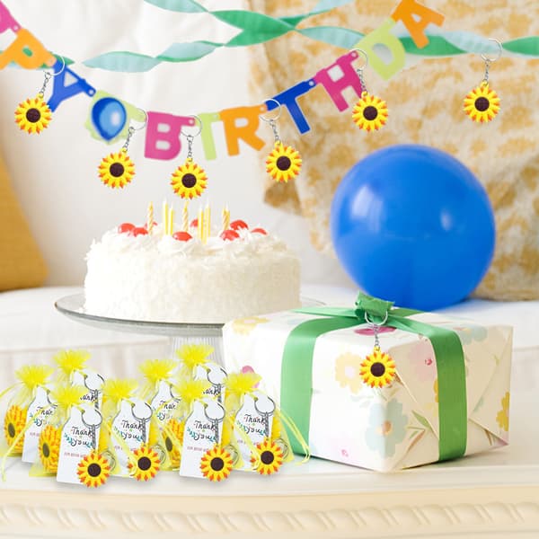 INF 24-Pack Sunflower Keyhain gaver til brudedusj favoriserer bryllupsfavoritter