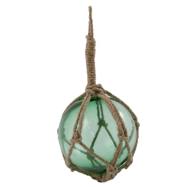 Store fiske / garnkuler i grønt glass, Ø 15 cm (3 stk)