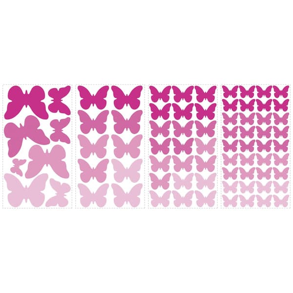 Rosa fjärilar wallstickers