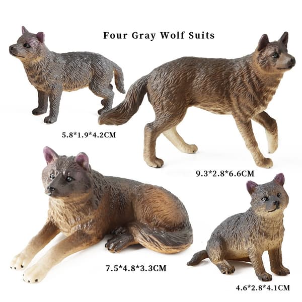 INF Realistisk Wolf Figure Sæt med 4 stykker Gray Wolf