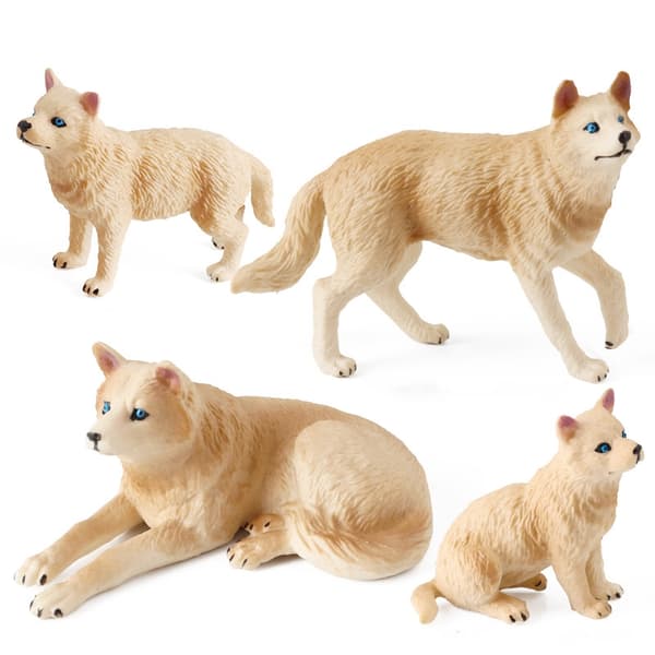 INF Realistisk ulvefigursett med 4 deler White Wolf