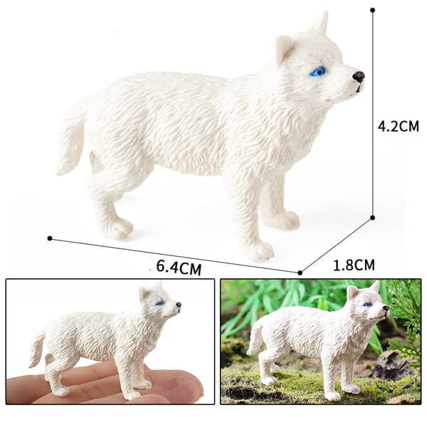 INF Set med 4 realistiska vargfigurer Snow Wolf