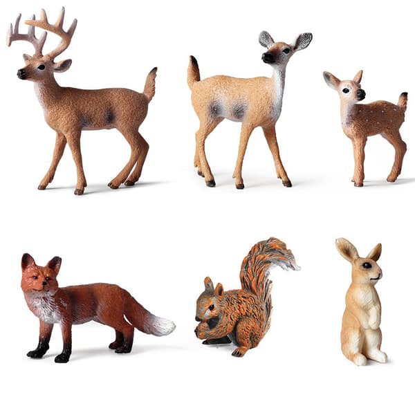 INF Realistisk skovdyrsfigursæt med 6 stk Forest Animals Set