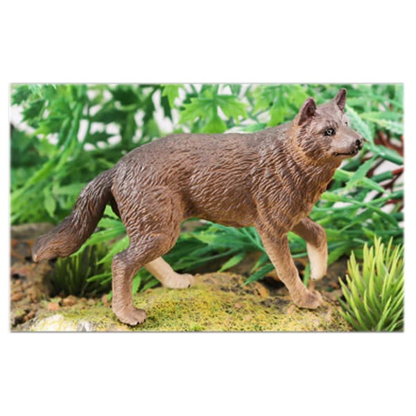 INF Realistiske vilde dyr statuer - harpiks dyremodeller Walking gray wolf model
