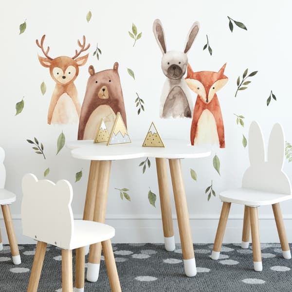 Skogens djur i akvarell Wallstickers